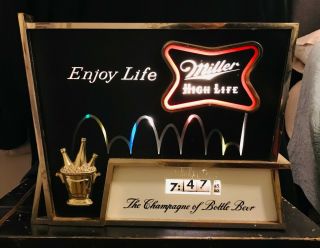 Vintage Miller High Life Clock - - Analog Flip Clock - - Bar Pool Mancave