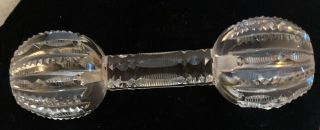 Carving Knife Rest Barbell Shaped Antique Large Clear Cut Crystal Glass Sawtooth
