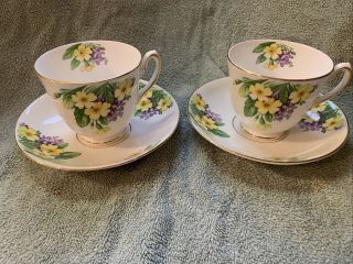 Duchess Fine Bine China Floral Tea Cups (2) And Saucers