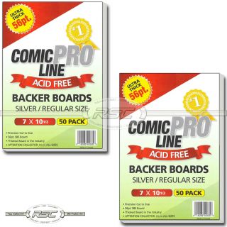 100 - Comic Pro Line Silver / Regular 56pt Premium Backer Boards - 7 " X 10 - 1/2 "