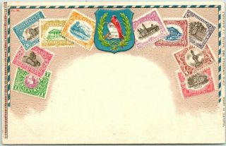 Vintage Guatemala Embossed Stamps Postcard Central America -