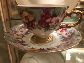 Vintage Royal Sealy China Tea Cup & Saucer Japan.  Heavily Gold Guilded Edges