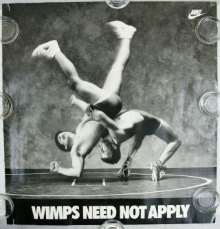 Nitf Vintage Nike Wrestling Poster ☆ Wimps Need Not Apply ☆ Tons Of Eye - Appeal