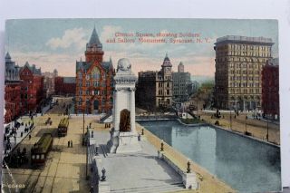 York Ny Syracuse Soldiers Sailors Monument Clinton Square Postcard Old View