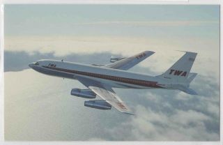 Vintag Postcard Twa Trans World Airlines Boeing 720b 720 - 051b In Flight Aircraft
