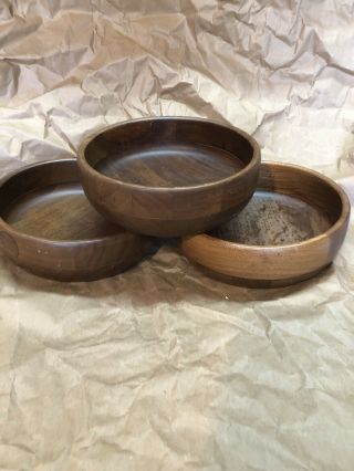 Kustom Kraft Solid Black Walnut Wooden Bowls 6.  25 " X 2 " Set Of 3