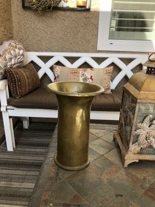 Vintage World War Ii Trench Art Brass Shell Casing Vase Umbrella Stand