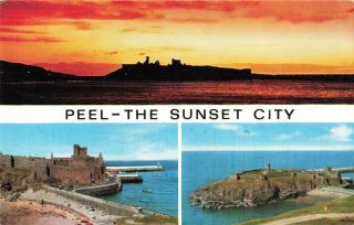 Rare Vintage Postcard - Peel - - The Sunset City - Isle Of Man,  U.  K.  Unposted.