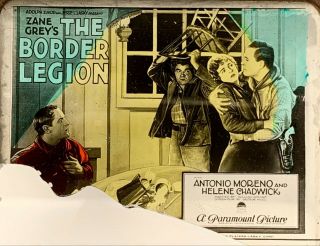 " The Border Legion " Magic Lantern Silent Movie Glass Slide1924 Zane Grey