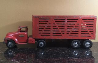 Vintage Tonka Toys Mound Metalcraft Inc.  Red Livestock Truck