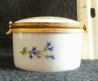 Limoges Castel France Porcelain - Floral Swirl Trinket Box With Hinged Lid
