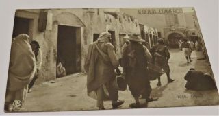 Vintage Postcard Tripoli Libya Native Street Ethnic Albergo Del Commercio