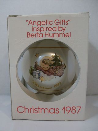 Schmid Christmas Ornament Angelic Gifts 1987 Glass Ball Angel Berta Hummel