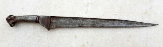 Vintage Old Rare Hand Crafted Damascus Iron Got Face Handle Mughal Bicwa Knife 2