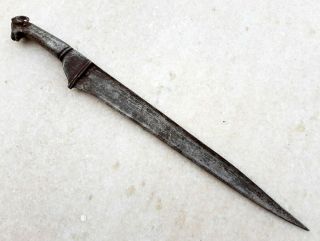 Vintage Old Rare Hand Crafted Damascus Iron Got Face Handle Mughal Bicwa Knife 3