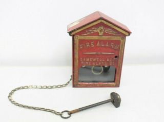 Vintage Gamewell Fire Alarm Cast Iron Wall Hanging Fire Alarm Box Red Firefightr