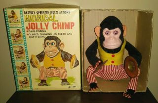 Battery Operated Musical Jolly Chimp Vintage Toy 1960 