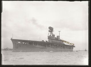 Rare Glass Neg Aircraft Carrier Hms Eagle Armstrong Whitworth Chilian Navy Sunk