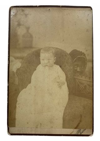 Antique Cabinet Card Black African American Photobomb Baby Girl Macon Mo