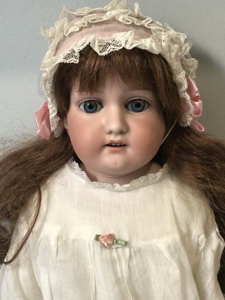 Antique German Armand Marseille 23” Doll Bisque Head Leather Body Marked 370