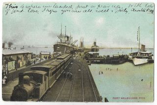 Australia Port Melbourne Pier 1908 Vintage Postcard 3.  11