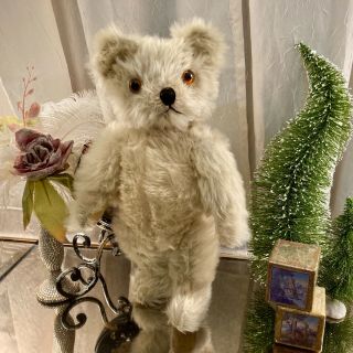 13” Antique 1920s Knickerbocker White Mohair Teddy Bear