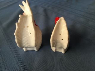 Vintage white chickens,  Rooster & Hen,  Salt And Pepper Shakers (4 