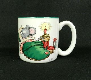 Vtg Potpourri Press Christmas Coffee Cup Mug Mouse Christmas Tree Korea 1989