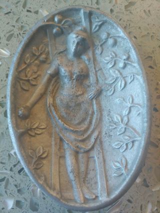 Art Nouveau Naughty Lady In Garden Dish Card Holder Ashtray 5 1/2” X 3 3/4” X 1”