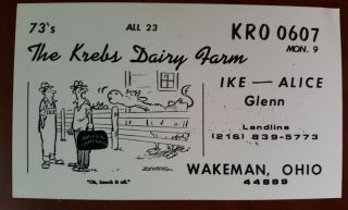 Wakeman Ohio Vintage Cb Radio Card Kro0607 Ike Kreb 