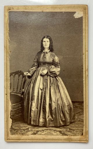 Circa 1860 Cdv Photo - Civil War Era - Woman Dress Curls Ann Arbor Mi Gillet