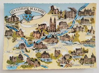 Vintage Chateaux Of The Loire Valley France Postcard Ephemera