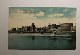 Old Vintage Postcard Flour Milling District Minneapolis,  Minnesota Largest