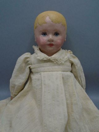 Antique Stockinette & Cloth Sateen Doll Martha Chase Stamped Body 19.  5 "