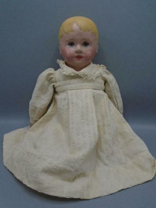 Antique Stockinette & Cloth Sateen Doll Martha Chase Stamped Body 19.  5 