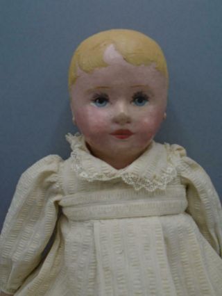Antique Stockinette & Cloth Sateen Doll Martha Chase Stamped Body 19.  5 