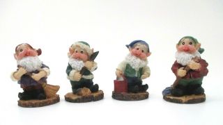 Vintage Set Of 4 Vintage Small Elves Miniature Helpers 2 Inches Tall