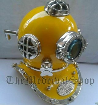 Brass Morse Vintage Scuba Helmet Divers Yellow Diving Helmet Full Size 18 " Sea