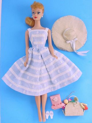 1960 Blonde 4 Ponytail Barbie W Suburban Shopper Outfit 969 Hair Set