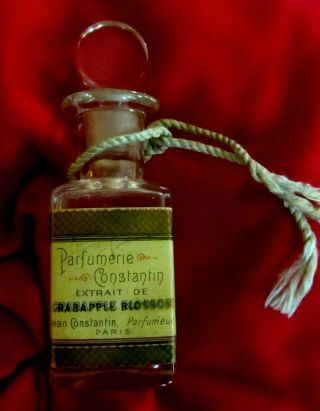 Antique Perfume Bottle W/ Stopper & Orig.  Label - - Parfumerie Constantin,  Paris