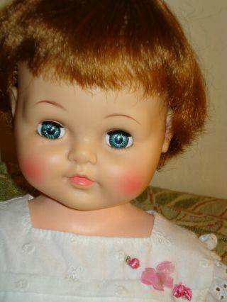 1958 Playpal 23 " Lg Vintage Ideal Baby Coos Doll W/ Blue Sleep Eyes " Talks " Euc