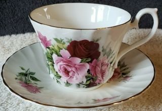 Vintage England Fine Bone China Royal Kendal Roses Tea Cup & Saucer
