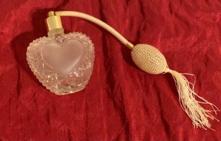 Vintage Clear Glass Heart - Shaped Perfume Bottle Atomizer