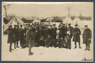 Vintage 1917 Wwi U S Military Camp In France Camp Band In Winter Photo - Bb