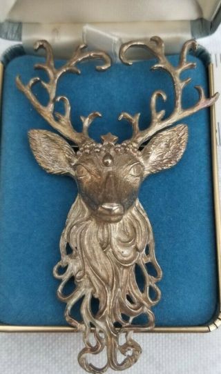 Vintage Christopher Radko Sterling Silver 925 Deer 3d Heavy Christmas Ornament
