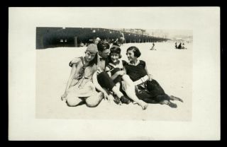 Vintage Pretty Flappers Rppc Postcard 1920s Bathing Suit Pose