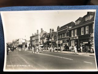 Staines High Street Shop Fronts Vintage Cars Rp 1940’s/50’s Abc Wh Smith Bank