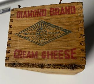 Vintage Diamond Brand Cream Cheese Wooden Box 3 Pound Net Somevile Boston Mass