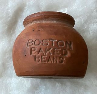 Antique Miniature Red Ware / Stoneware Boston Baked Beans Pot