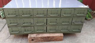 Vintage Equipto Usa 18 Drawer Unit Metal Parts Cabinet - 17 " Deep Drawers 8540